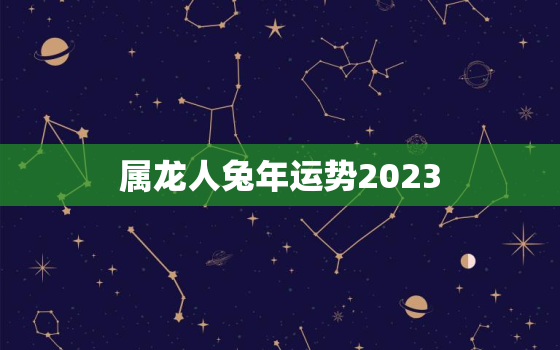 属龙人兔年运势2023(龙兔相会好运连连)