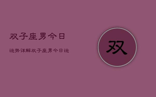 双子座男今日运势详解，双子座男今日运势占卜详解