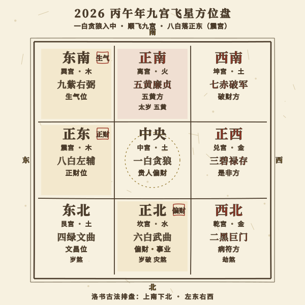 2026年丙午九宫飞星方位盘示意图