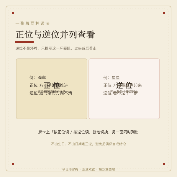 塔罗牌正位逆位两种读法对照图