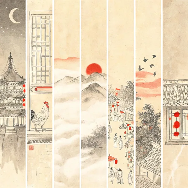 十二时辰别称与生活场景长图