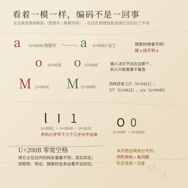 同形异码与形近字符：看着一样，实际是两套编码