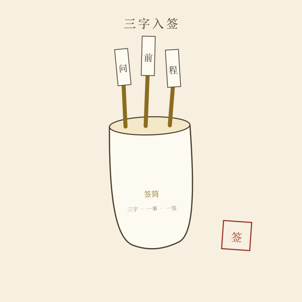 签筒与三字签条